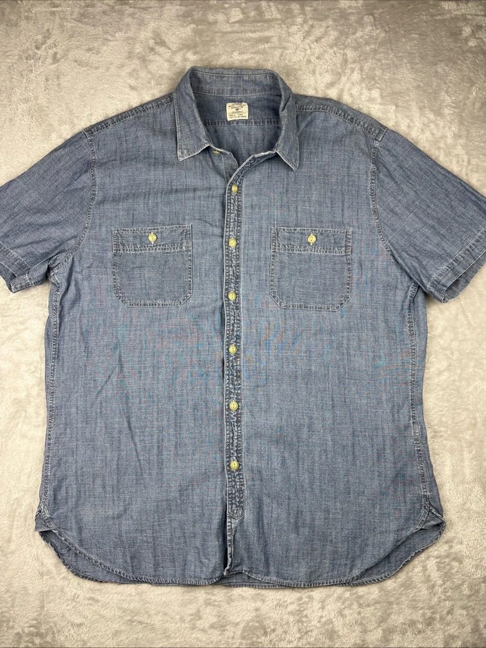 J.Crew Shirt Men’s XL Blue Chambray 100% Cotton Button Up Denim Y2K Retro Work